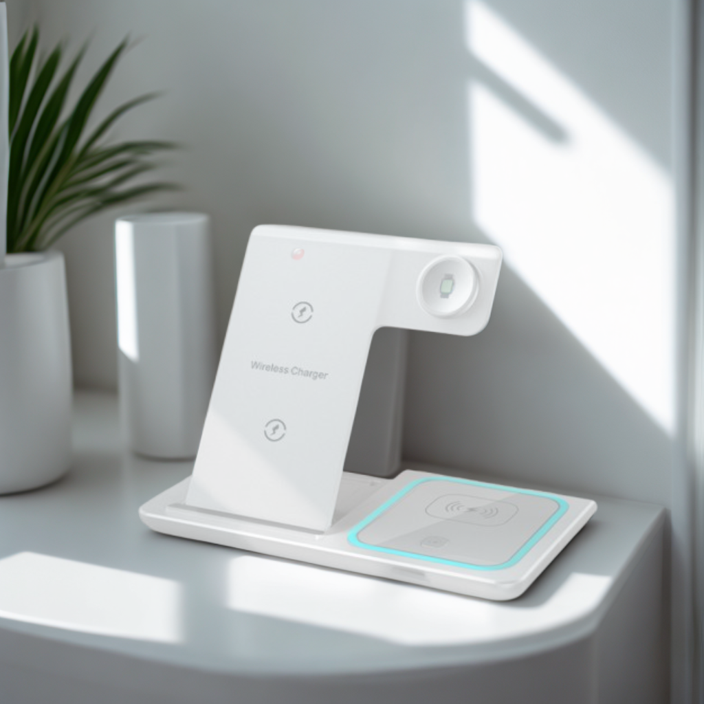 Three-in-one Wireless Charger Electrical Foldable Double Wire Ambience Light Mobile Phone Wireless Charger Wireless Charger